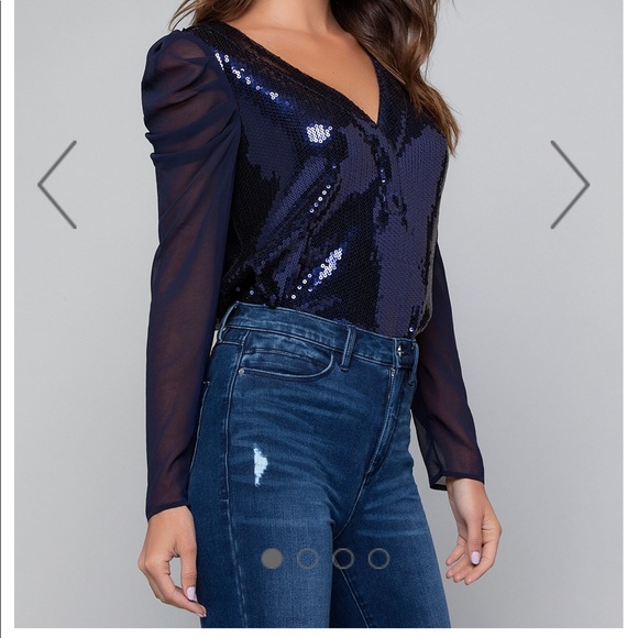 sequin puff sleeve top